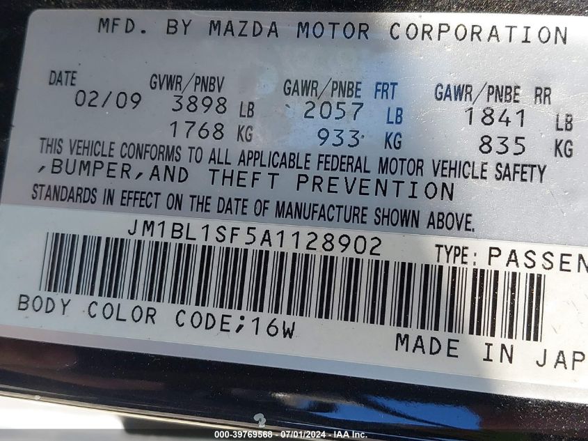 2010 Mazda Mazda3 I Sport VIN: JM1BL1SF5A1128902 Lot: 39769568