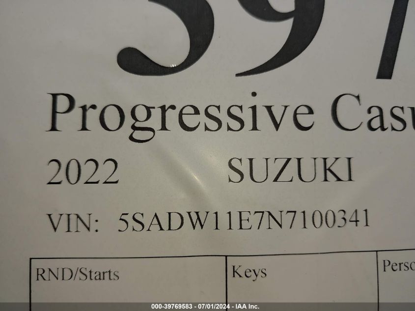 2022 Suzuki Lt-A750 Xp VIN: 5SADW11E7N7100341 Lot: 39769583