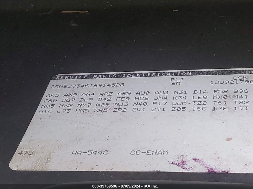 2001 Chevrolet Tracker Hard Top Zr2 VIN: 2CNBJ734616914528 Lot: 39769596