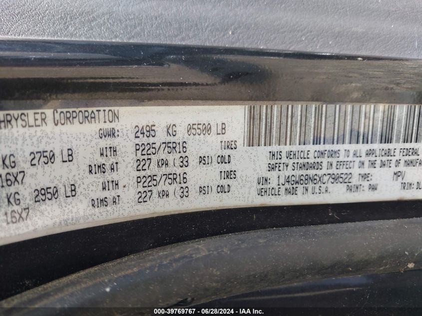 1999 Jeep Grand Cherokee Limited VIN: 1J4GW68N6XC790522 Lot: 39769767