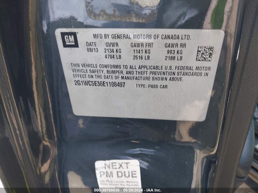 2014 Chevrolet Impala Limited Ltz VIN: 2G1WC5E36E1108497 Lot: 39769856