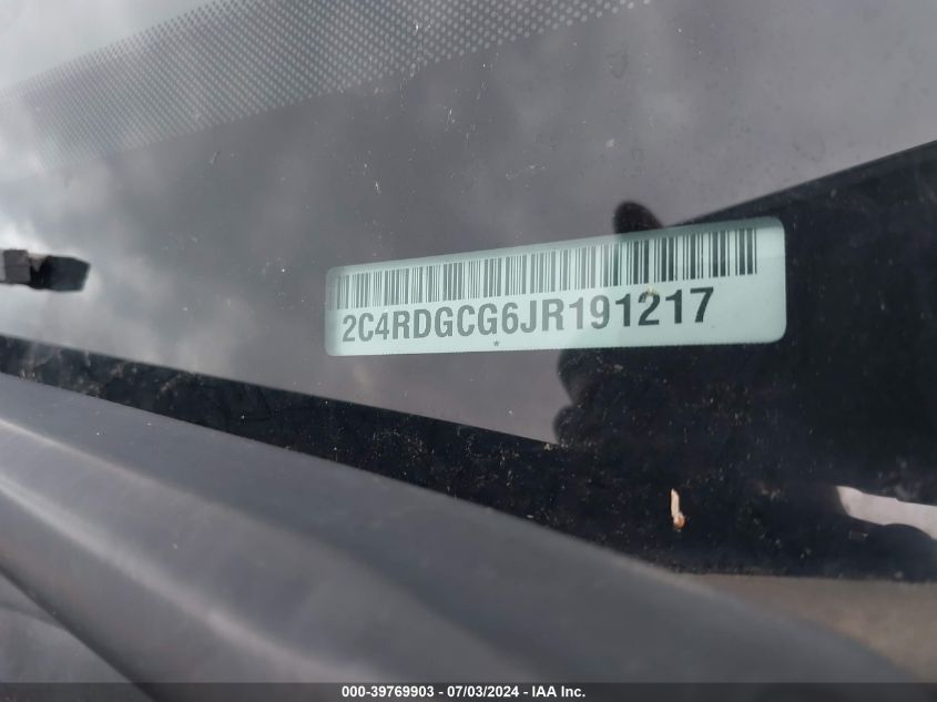 2018 Dodge Grand Caravan Sxt VIN: 2C4RDGCG6JR191217 Lot: 39769903