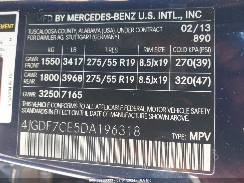 2013 MERCEDES-BENZ GL 450 4MATIC - 4JGDF7CE5DA196318