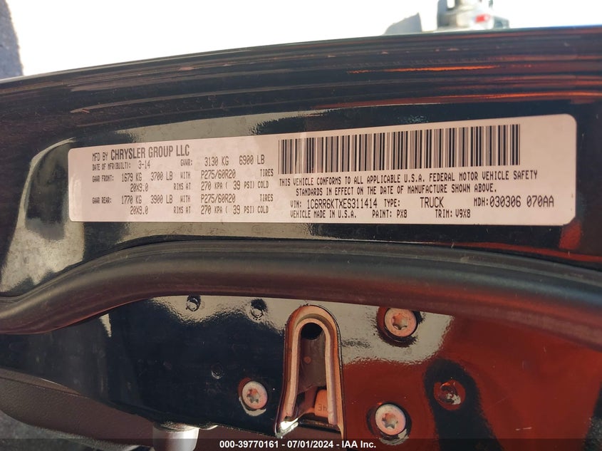 2014 Ram 1500 Express VIN: 1C6RR6KTXES311414 Lot: 39770161