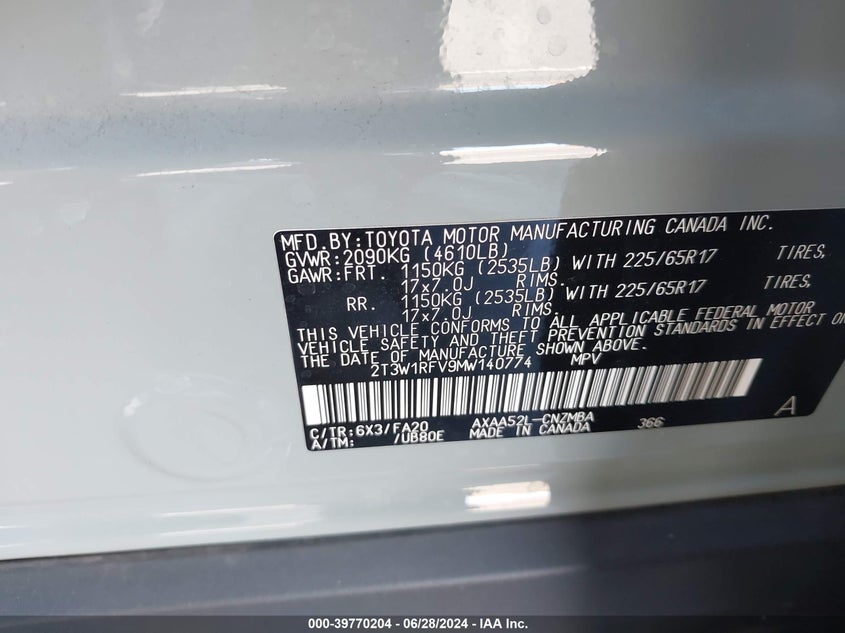 2021 TOYOTA RAV4 XLE - 2T3W1RFV9MW140774