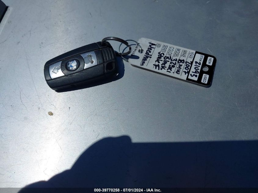 2007 BMW 328Xi VIN: WBAVT73577FZ35274 Lot: 39770258