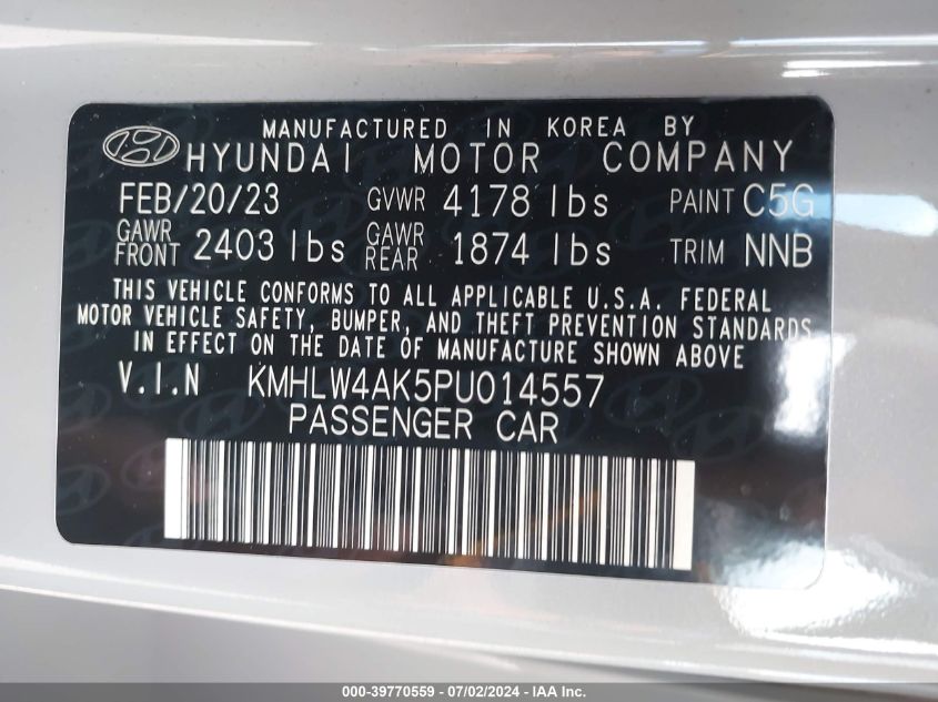 KMHLW4AK5PU014557 2023 Hyundai Elantra N