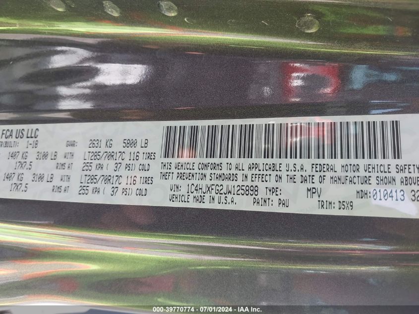 2018 JEEP WRANGLER UNLIMITED RUBICON - 1C4HJXFG2JW125898