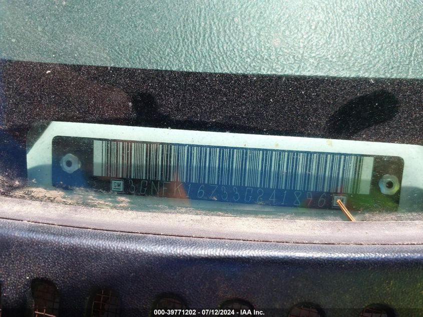 2003 Chevrolet Suburban 1500 Z71 VIN: 3GNFK16Z33G241896 Lot: 39771202