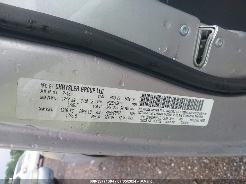 2010 Dodge Journey Sxt VIN: 3D4PG5FV1AT175990 Lot: 39771384