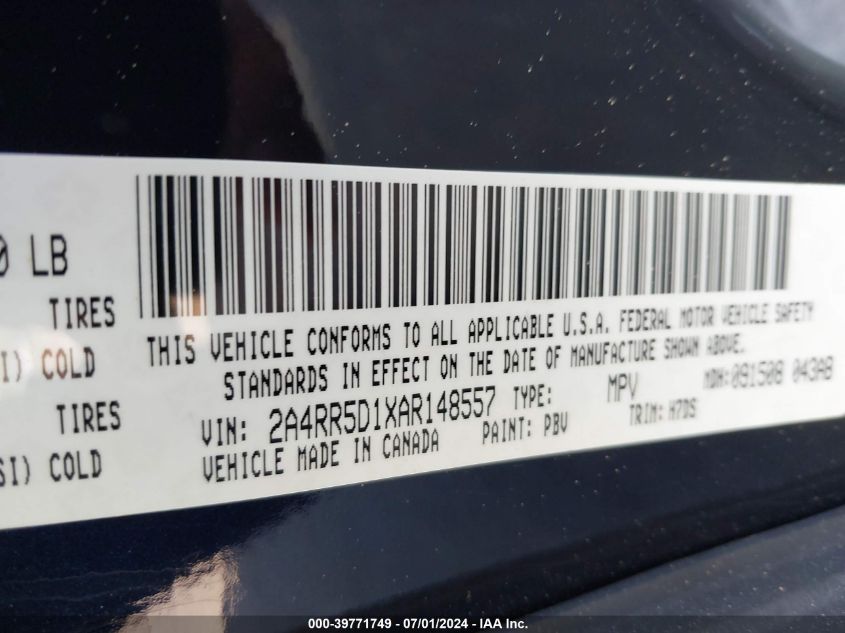 2010 Chrysler Town & Country Touring VIN: 2A4RR5D1XAR148557 Lot: 39771749