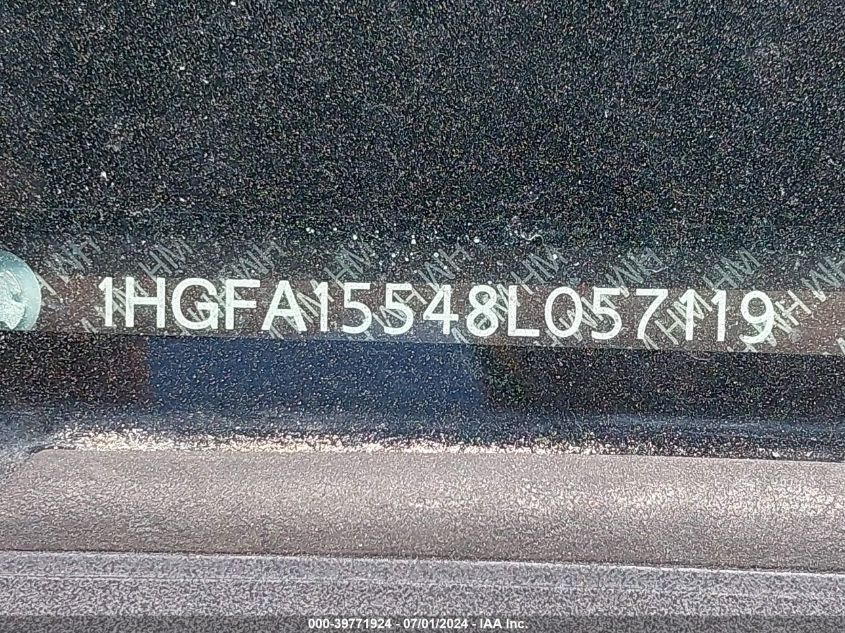 2008 Honda Civic Lx VIN: 1HGFA15548L057119 Lot: 39771924