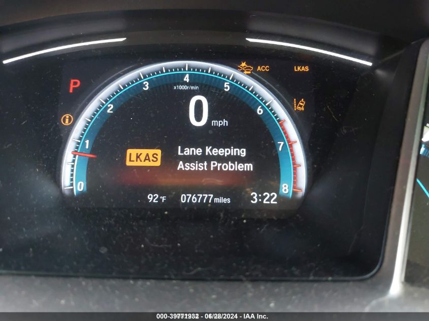 2019 Honda Civic Ex-L VIN: 19XFC1F71KE004676 Lot: 39771932