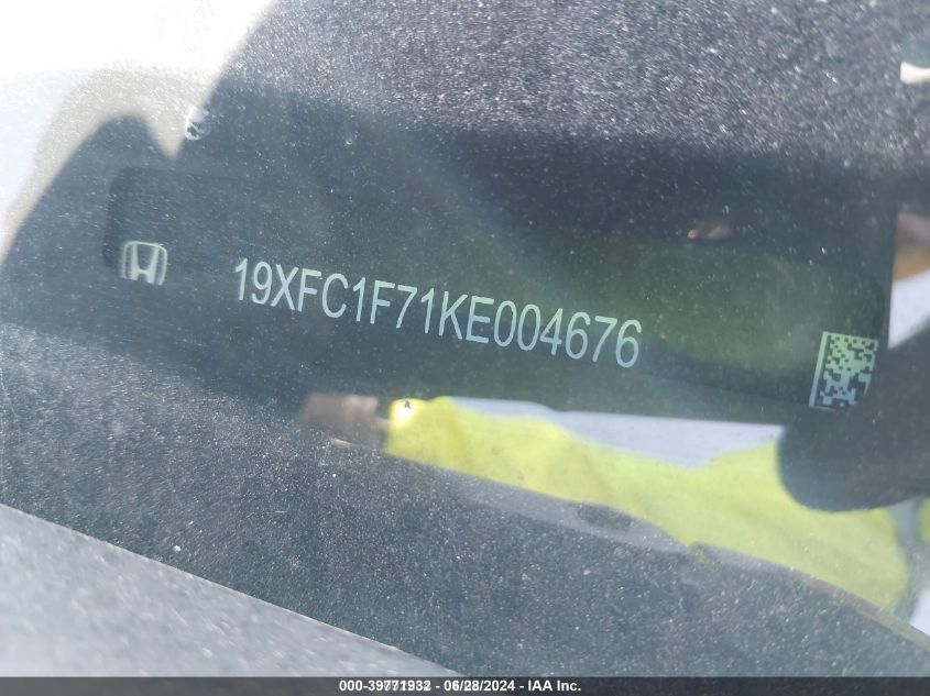 2019 Honda Civic Ex-L VIN: 19XFC1F71KE004676 Lot: 39771932