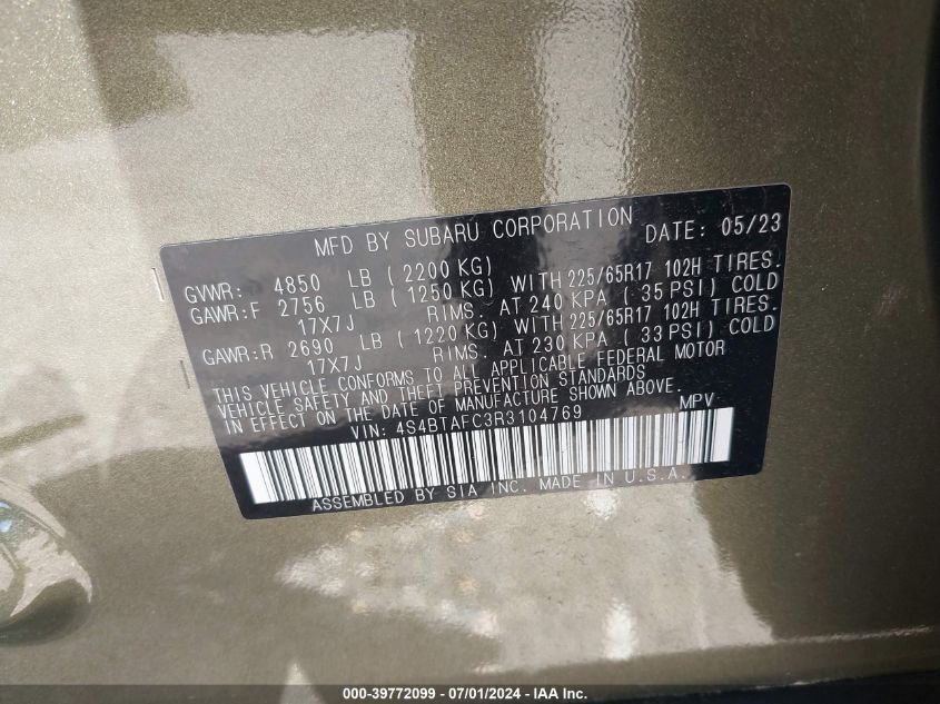 2019 Subaru Forester Touring VIN: JF2SKAWC0KH550895 Lot: 39772099