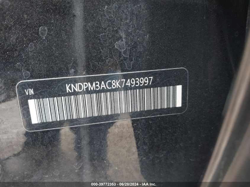 2019 Kia Sportage Lx VIN: KNDPM3AC8K7493997 Lot: 39772353