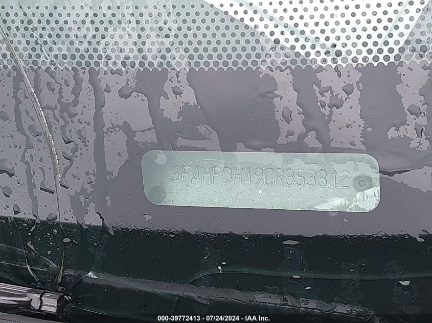 2012 Ford Fusion Se VIN: 3FAHP0HA9CR353312 Lot: 39772413