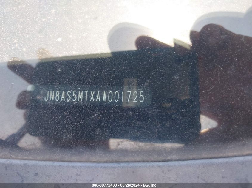 2010 Nissan Rogue S VIN: JN8AS5MTXAW001725 Lot: 39772480