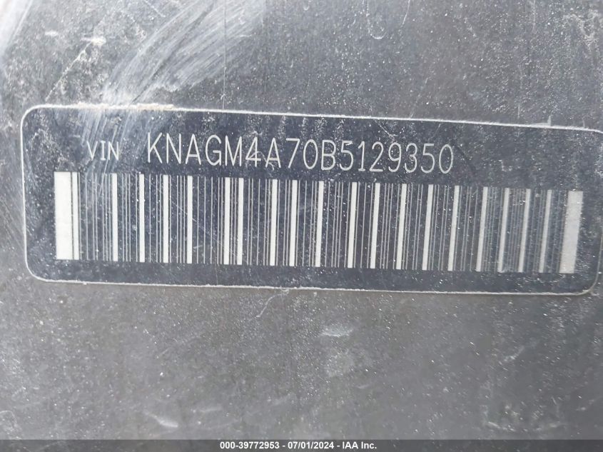 2011 Kia Optima Lx VIN: KNAGM4A70B5129350 Lot: 39772953