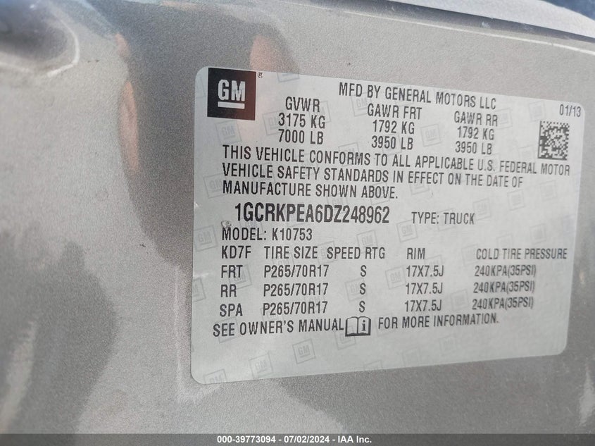 2013 CHEVROLET SILVERADO 1500 WORK TRUCK - 1GCRKPEA6DZ248962