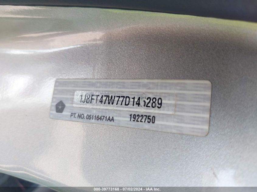 2007 Jeep Compass Sport VIN: 1J8FT47W77D145289 Lot: 39773168