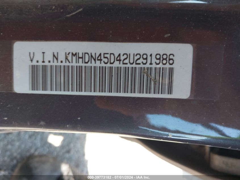 2002 Hyundai Elantra Gls VIN: KMHDN45D42U291986 Lot: 39773182