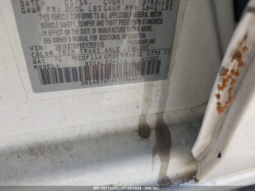2014 Nissan Sentra Fe+ S/Fe+ Sv/S/Sl/Sr/Sv VIN: 3N1AB7AP8EY256115 Lot: 39773257
