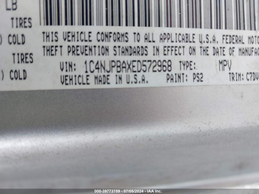 2014 JEEP PATRIOT SPORT - 1C4NJPBAXED572968