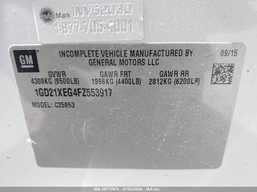 2015 GMC Sierra C2500 Heavy Duty VIN: 1GD21XEG4FZ553917 Lot: 39773870