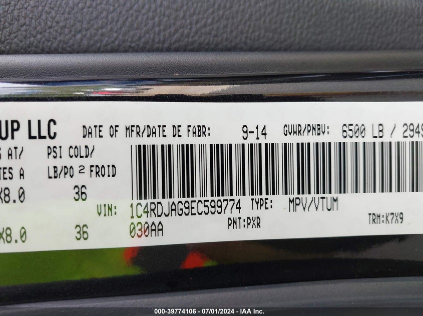 2014 DODGE DURANGO SXT - 1C4RDJAG9EC599774