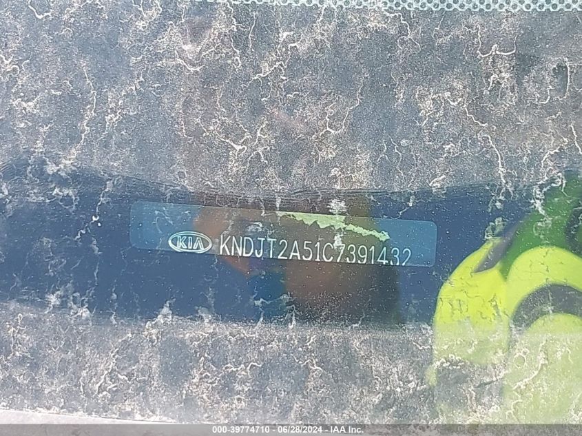 2012 Kia Soul VIN: KNDJT2A51C7391432 Lot: 39774710