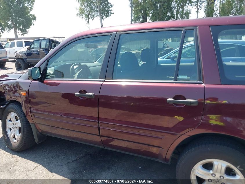 2007 Honda Pilot Lx VIN: 2HKYF18127H530407 Lot: 39774807