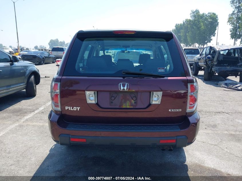 2007 Honda Pilot Lx VIN: 2HKYF18127H530407 Lot: 39774807