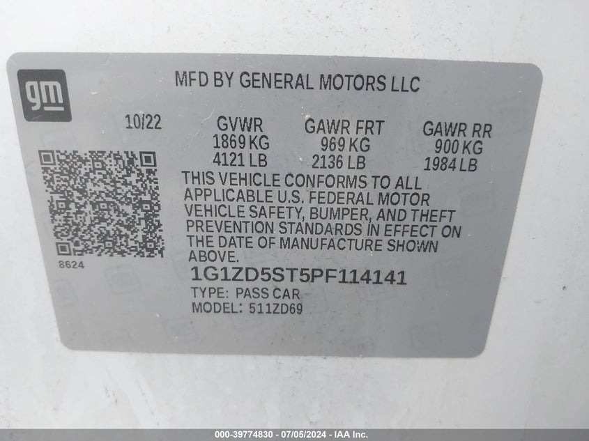 2023 CHEVROLET MALIBU FWD 1LT - 1G1ZD5ST5PF114141