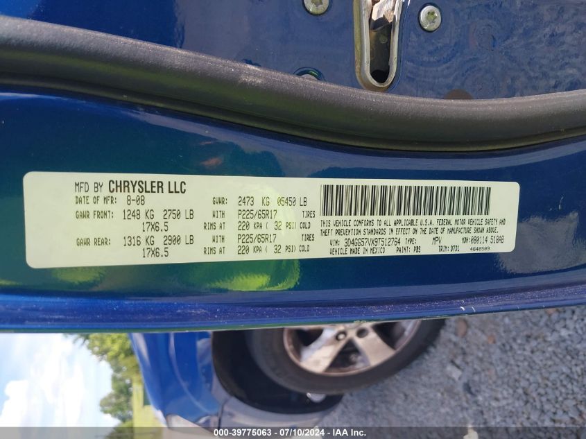 2009 Dodge Journey Sxt VIN: 3D4GG57VX9T512764 Lot: 39775063