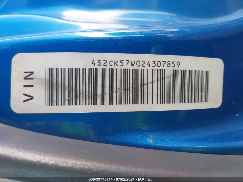 2002 Isuzu Rodeo Sport S 3.2L V6 Hard Top/S 3.2L V6 Soft Top VIN: 4S2CK57W024307859 Lot: 39775714