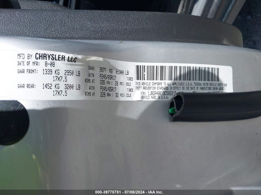 2009 Jeep Grand Cherokee Laredo VIN: 1J8GR48K19C502215 Lot: 39775751