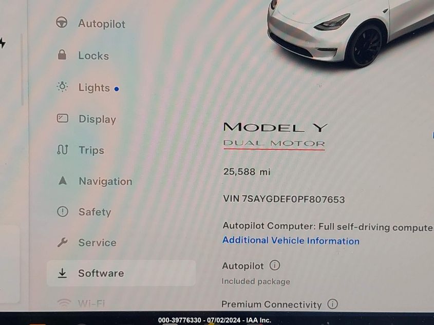 2023 Tesla Model Y VIN: 7SAYGDEF0PF807653 Lot: 39776330