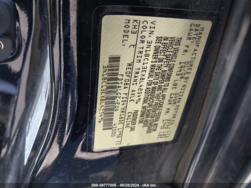 2008 Nissan Versa 1.8Sl VIN: 3N1BC13EX8L425496 Lot: 39777005