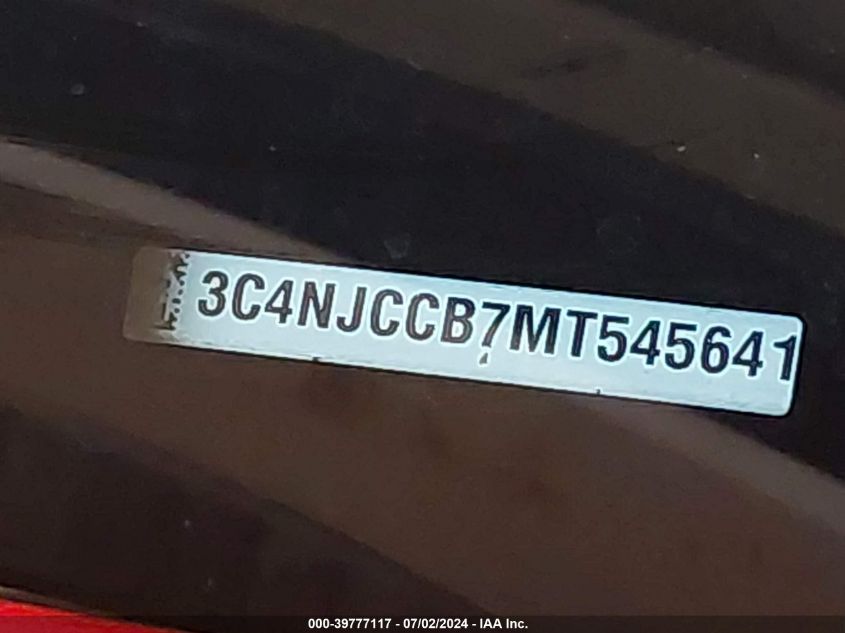 2021 Jeep Compass Limited VIN: 3C4NJCCB7MT545641 Lot: 39777117