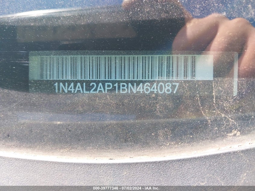 2011 Nissan Altima S VIN: 1N4AL2AP1BN464087 Lot: 39777346