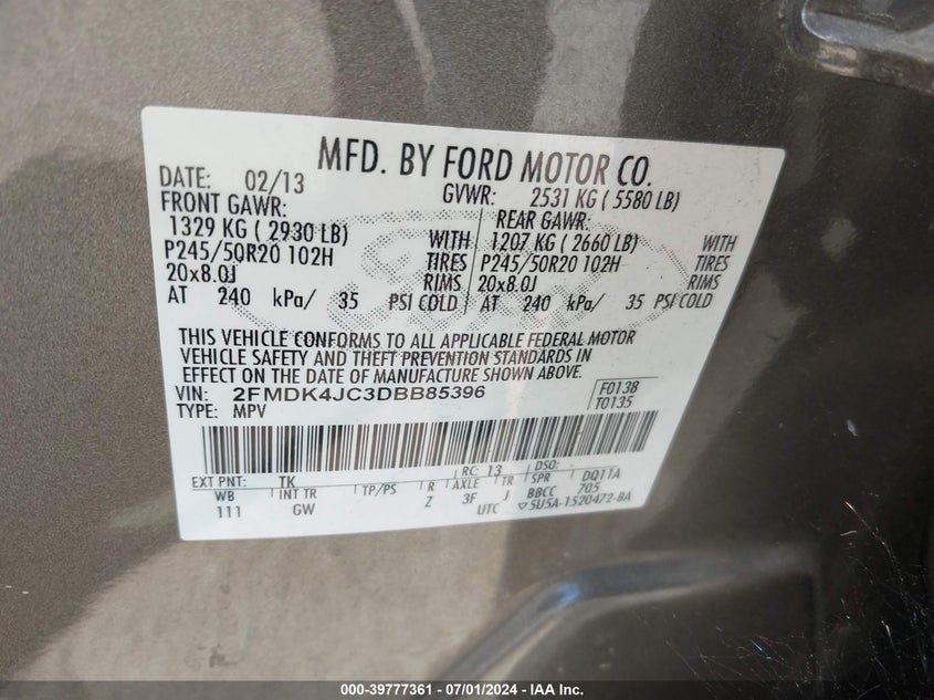 2013 FORD EDGE SEL - 2FMDK4JC3DBB85396