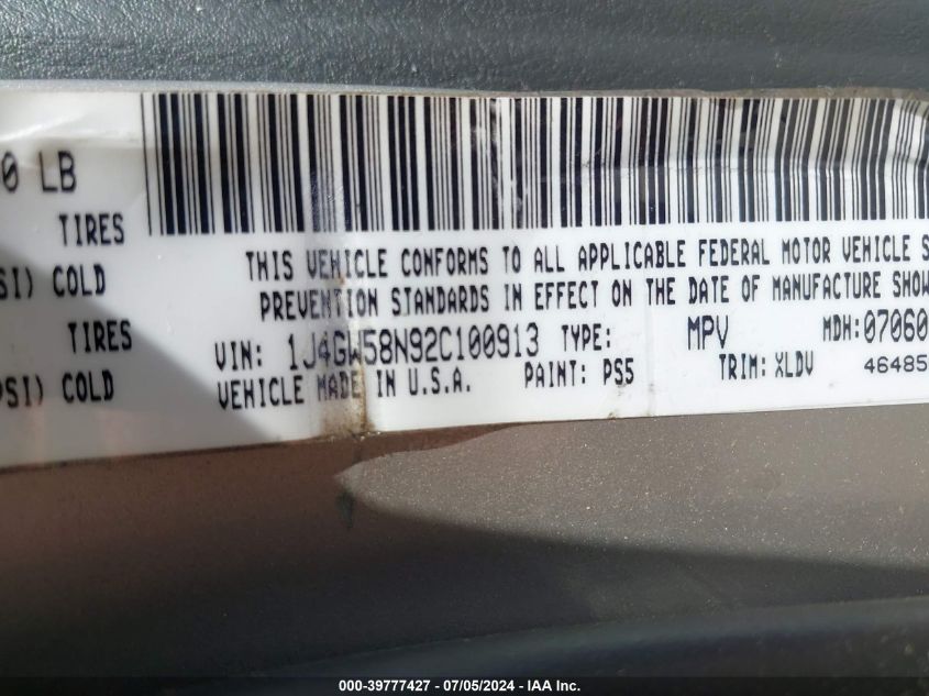 2002 Jeep Grand Cherokee Limited VIN: 1J4GW58N92C100913 Lot: 39777427