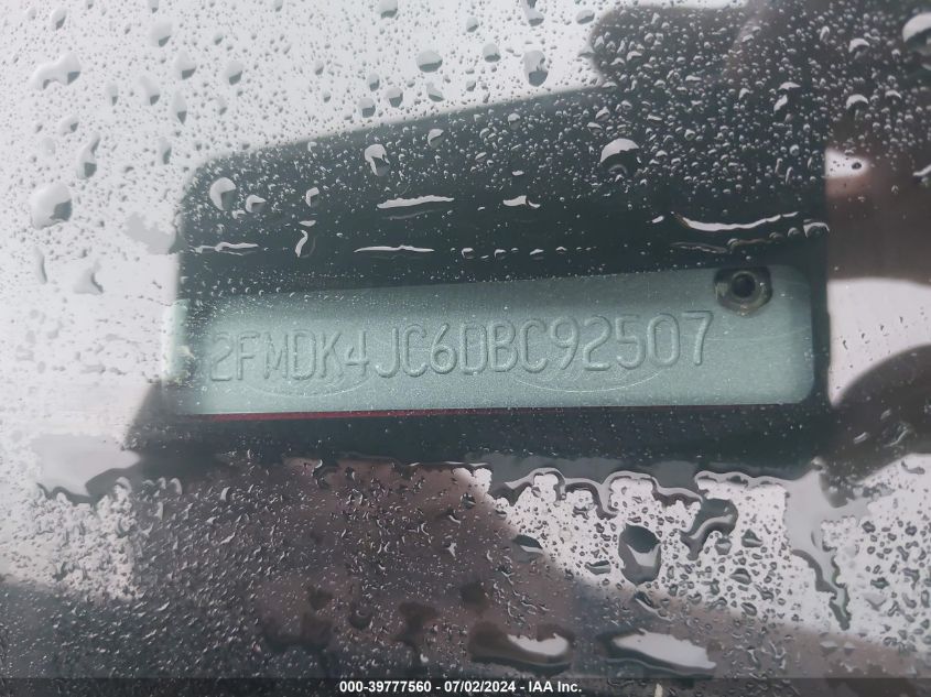 2013 Ford Edge Sel VIN: 2FMDK4JC6DBC92507 Lot: 39777560