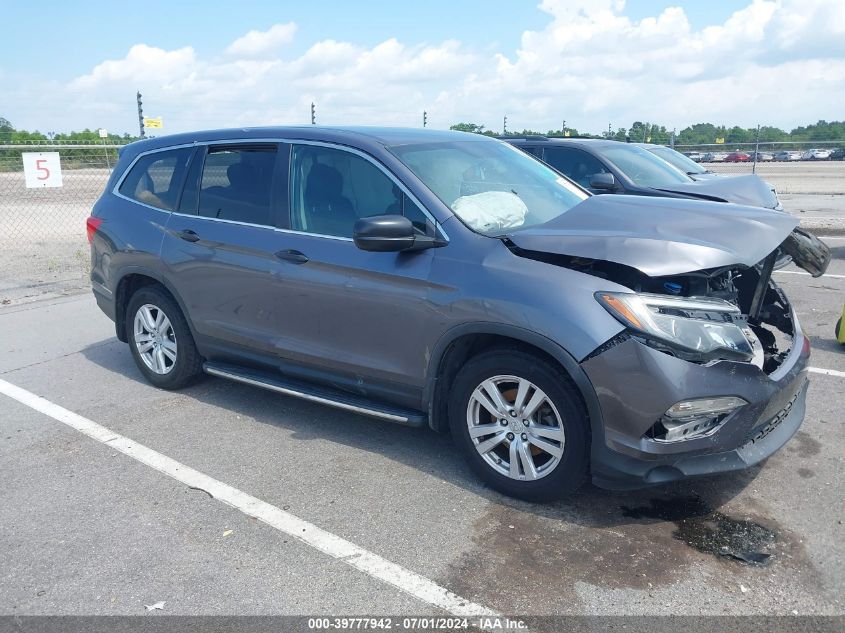 2016 Honda Pilot Lx VIN: 5FNYF5H19GB050421 Lot: 39777942