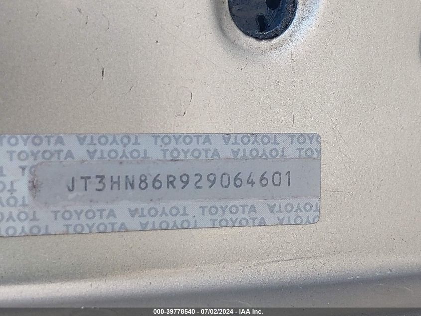 2002 Toyota 4Runner Sr5 V6 VIN: JT3HN86R929064601 Lot: 39778540