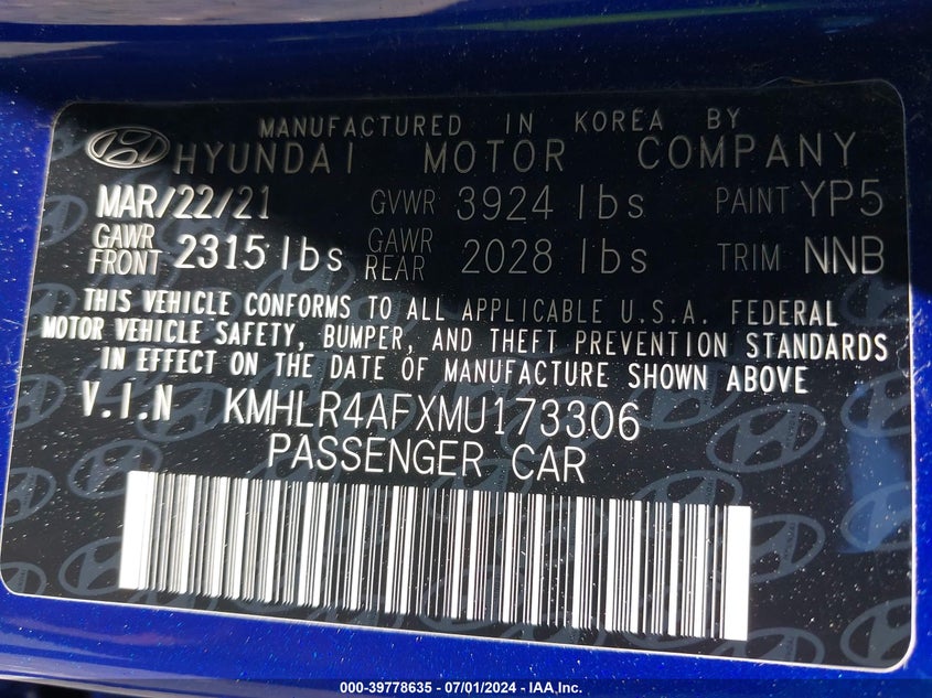 2021 HYUNDAI ELANTRA N LINE - KMHLR4AFXMU173306