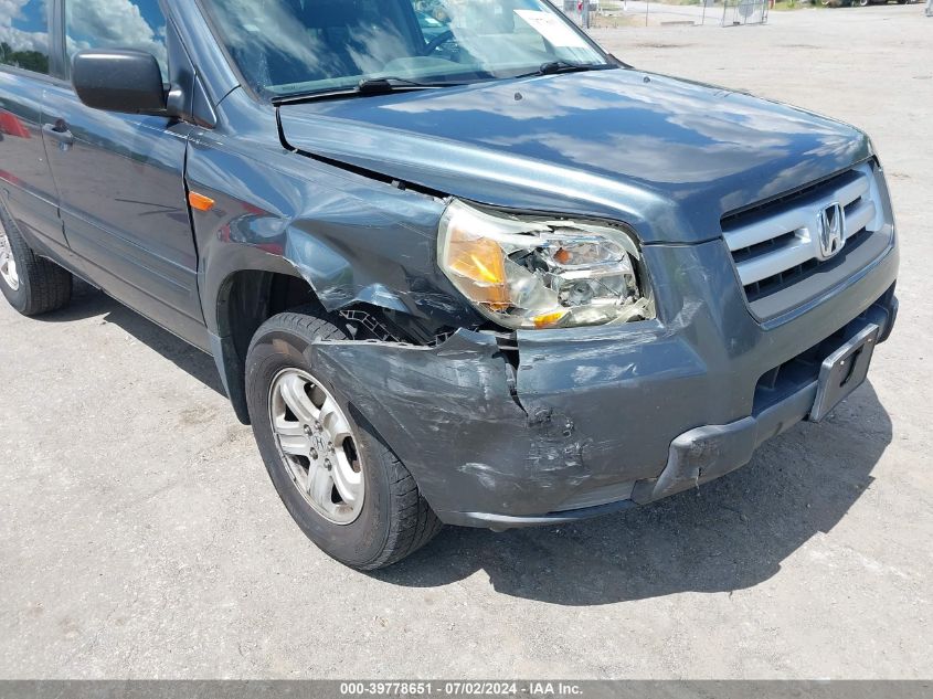 2006 Honda Pilot Lx VIN: 5FNYF18136B015316 Lot: 39778651