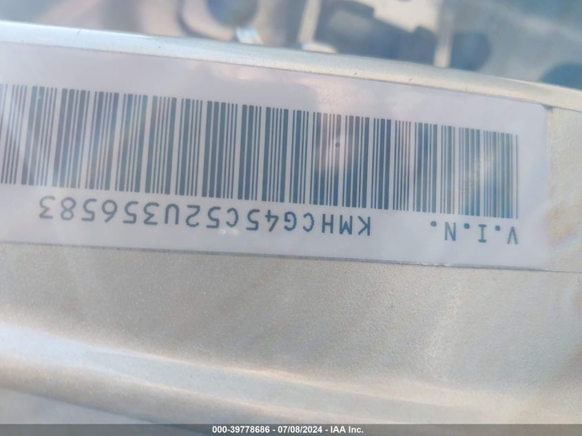 2002 Hyundai Accent Gl VIN: KMHCG45C52U356583 Lot: 39778686