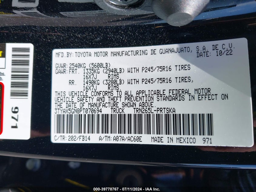 2023 TOYOTA TACOMA SR - 3TYAX5GN8PT070694